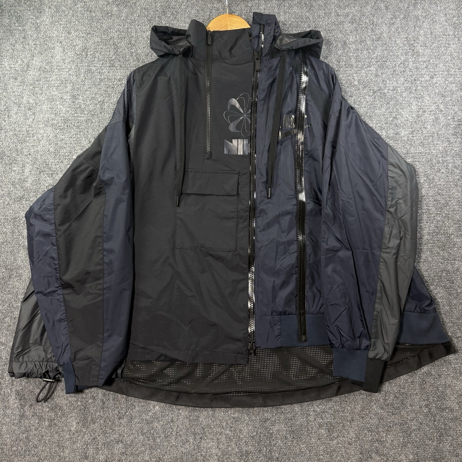 SACAI X NIKE Nike NikeLab x Sacai Giacca Doppia Zip Donna L Nero CD6297 010 Collab Con Cappuccio