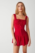 Frankies Bikinis Red Ruffle Prairie Silhouette Mini Dress