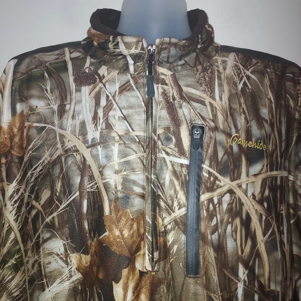 Gamehide Men's Jacket 2X Pullover 1/4 Zip Marsh Lord Fleece Waterproof Camo - Image 2 of 4