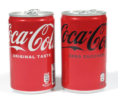 PRL) 2 COCA COLA CANS 150ML EMPTY ORIGINAL TASTE ZERO EMPTY COKE TIN