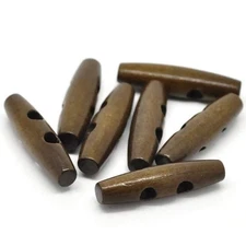 30PC Wood Sewing Toggle Buttons Oval Dark Coffee 2 Holes Buttons 50mm2" x 13m...