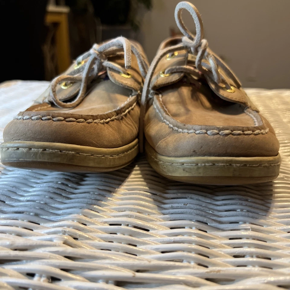 Zapatos de barco SPERRY Top Sider beige con ribete floral pastel para mujer talla 8M usados en excelente estado Foto 4 de 4