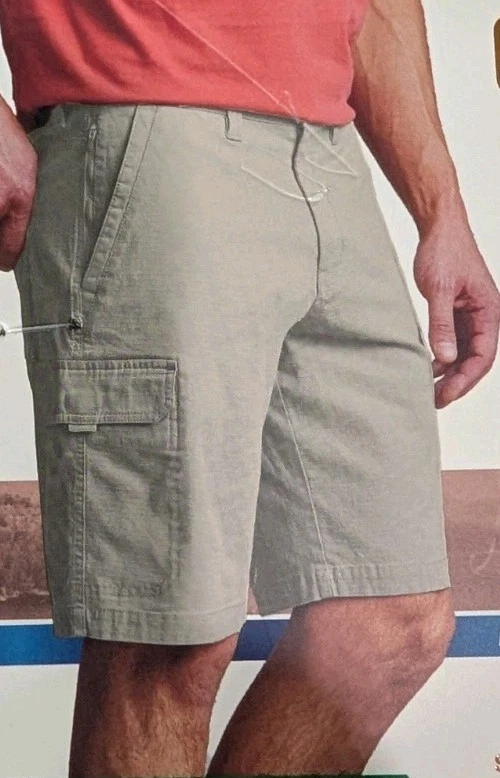 Copper & Oak Men’s Cargo Shorts Flex Waist Stretch Cotton Casual Tan Sz: 38 NWT