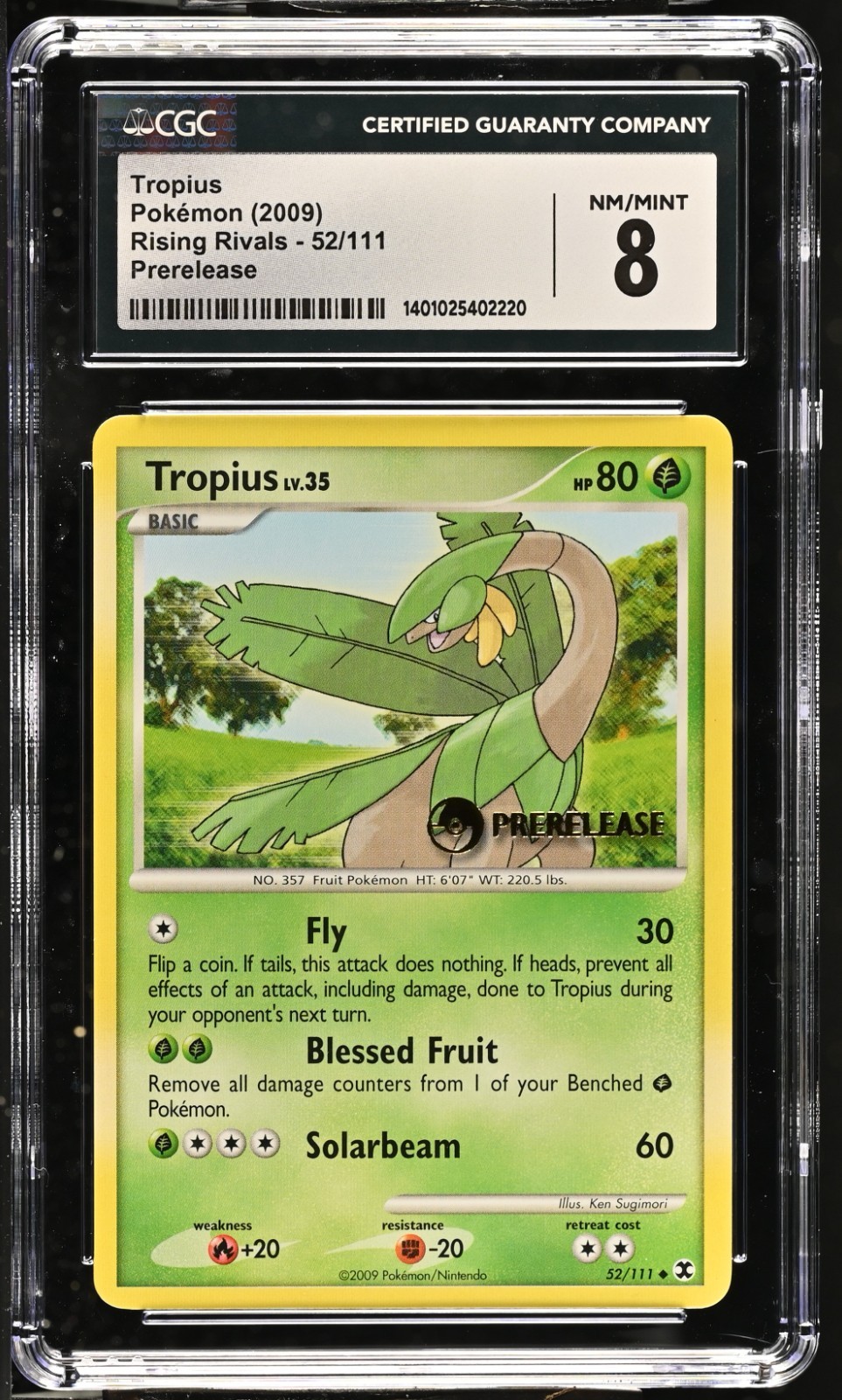 *POP 11* CGC 8 Tropius PRERELEASE Rising Rivals 52/111 Pokemon 2009 NM-MINT+
