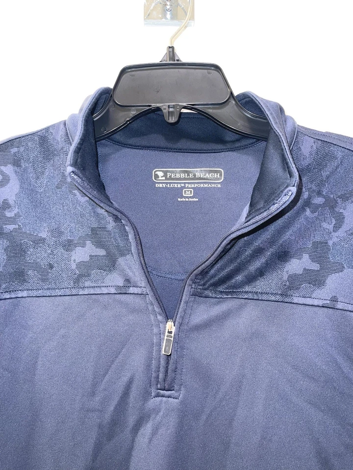 Pebble Beach Half zip dry luxe performance sweater men's medium blue camo used - Image 2 of 4