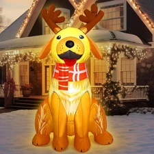 Leyndo 5 ft Schnauzer Christmas Inflatables Outdoor Decorations Xmas Dog Blow