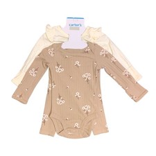 Carter's Girls Long Sleeve Bodysuit Pant Set, 3 Piece Brown, 3M
