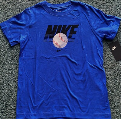black and royal blue nike shirt