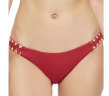 NEW TOPSHOP HIGH HIP Red Zigzag Trim BIKINI BOTTOM SWIM SZ 10
