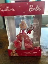 2015 Hallmark Sparkling Barbie Christmas Tree Ornament w/ matching hook NEW