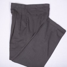 Chaps Mens Pants Sz 35 x 34.5 Gray Polyester Blend Pleated Front And Cuffed Legs