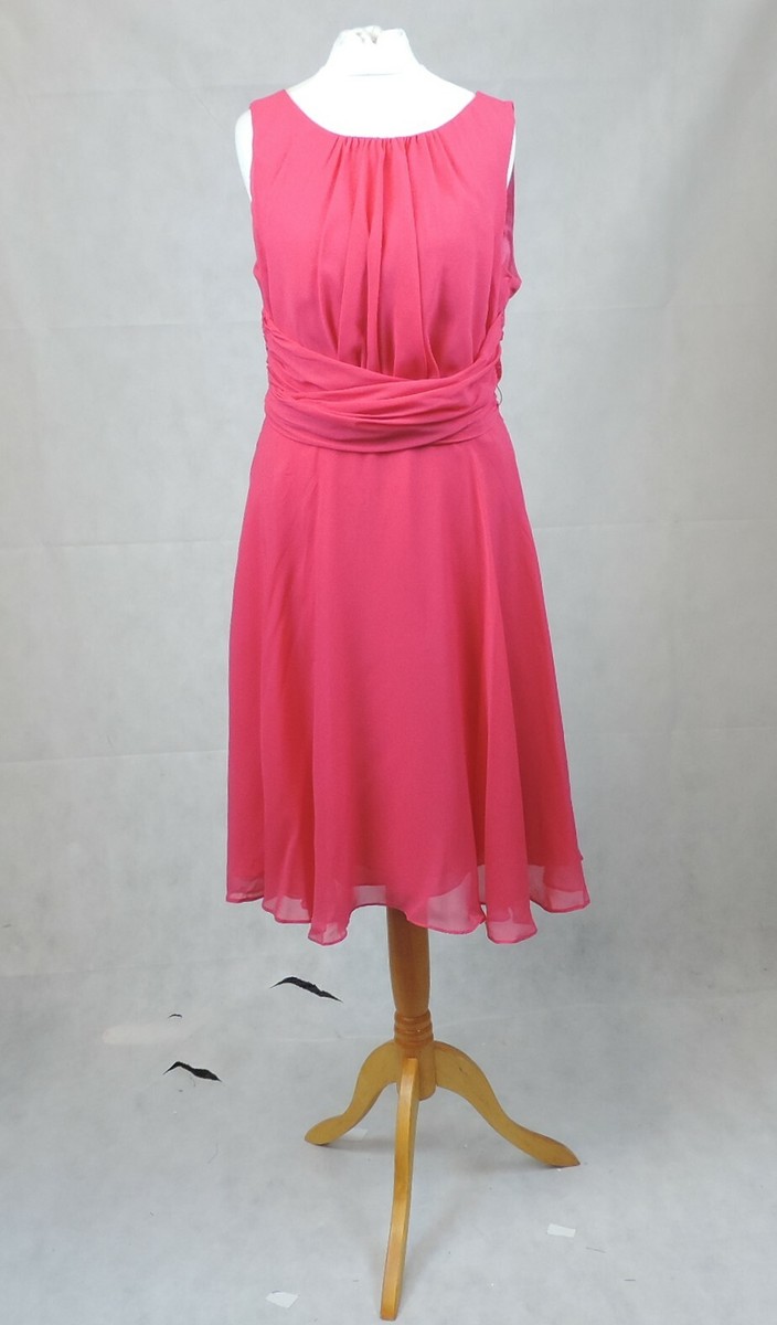 Phase Eight Marti Chiffon Dress Magenta Size 12 Uk Rrp £120 CR017