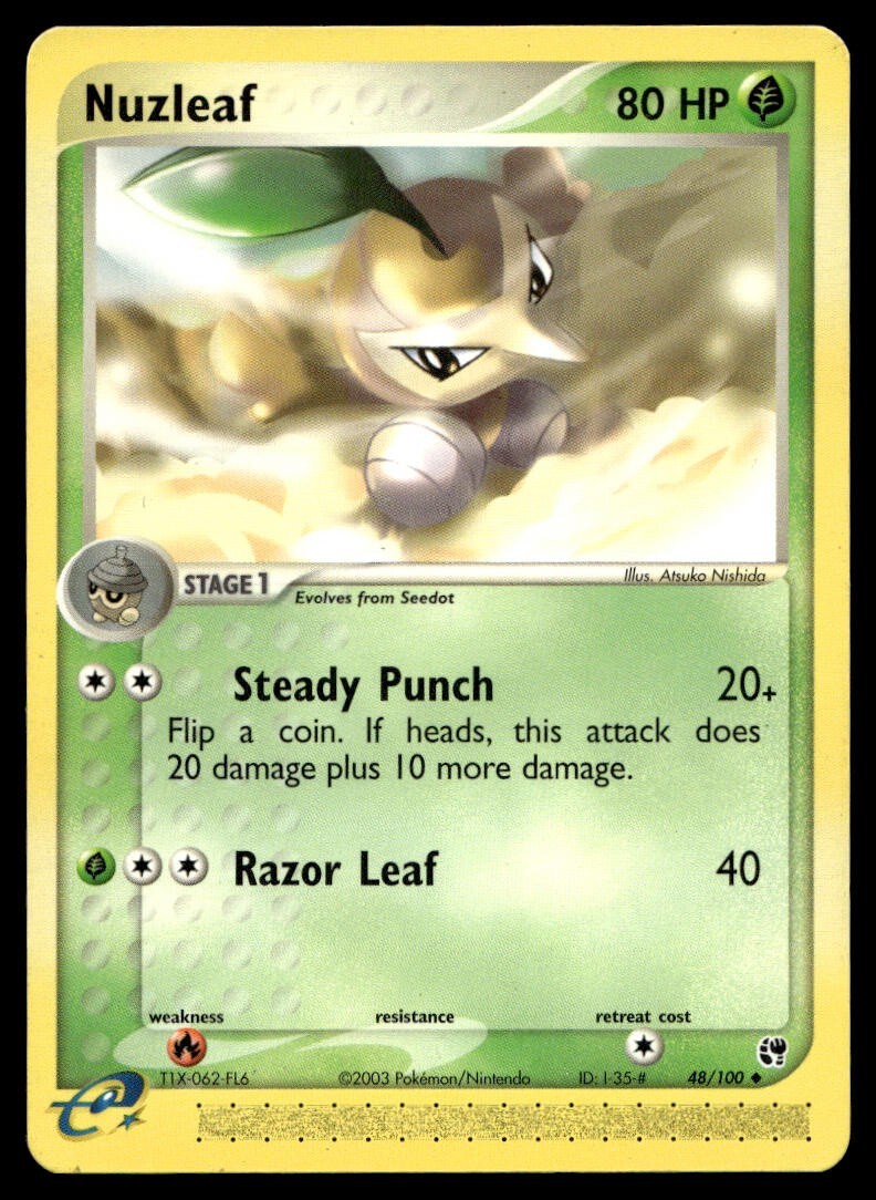Nuzleaf 48/100 Pokemon Card Sandstorm Uncommon 80 HP Lightly Played BR