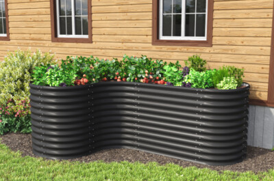 SET Vitavia Hochbeet Vita 858 Basic +Erweiterung CURVE 162x242 Höhe 86cm schwarz