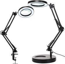 5X 10X Magnifying Glass with Light and Stand KIRKAS 2-in-1 Stepless Dimmabl...
