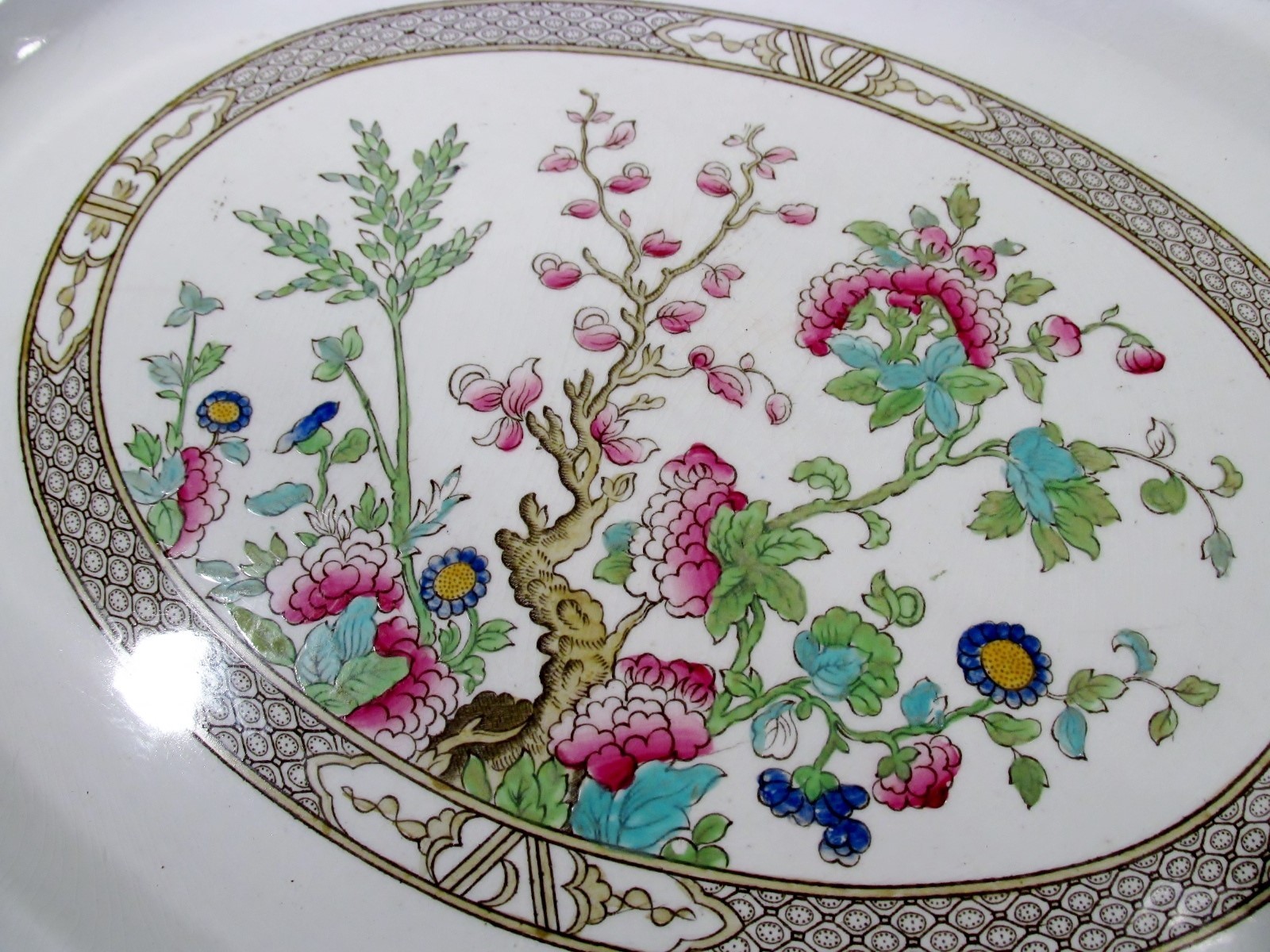 Antique SAMPSON BRIDGWOOD Anchor SBS Ironstone INDIAN TREE 15.75" Oval Platter