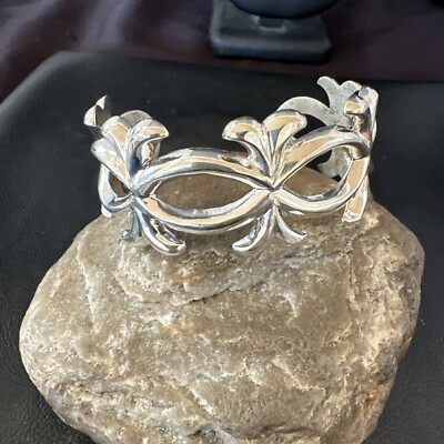 Native American Mens Navajo Sterling Silver Tufa Cast Cuff Bracelet 17814