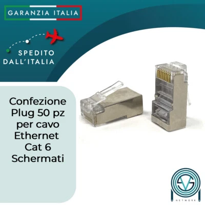 50 pz Plug RJ45 Cat 6 UTP/FTP Terminali per Cavo di Rete Lan Ethernet 8P8C