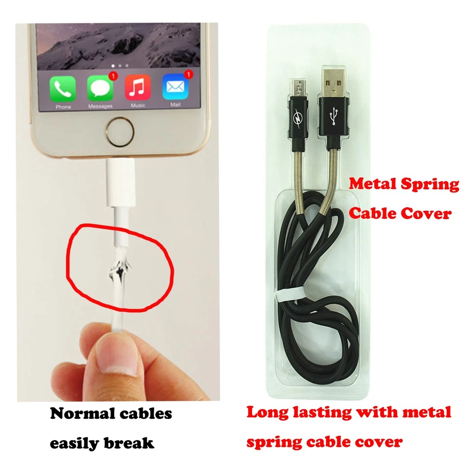 3 Pack V8 Micro USB Charger Fast Charging Cable Cord For Samsung Android Phone - Image 2 of 3