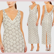 NWT $1,498 Mac Duggal [ 8 ] 93807 Pearl Beaded Sleeveless Column Dress #Q1108