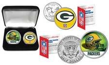 GREEN BAY PACKERS Officially Licensed NFL 2-COIN US SET w/ Deluxe Display Box