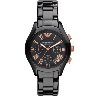 時計 Emporio Armani Ceramica AR1410 NEW EMPORIO ARMANI WOMENS WATCH CERAMIC BLACK STRAP & BLACK DIAL