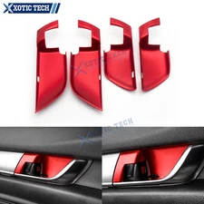 4Pcs JDM ABS Sport Style Red Interior Door Handle Cover Overlay For Honda Accord
