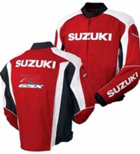 SUZUKI GSXR Racing Biker Motorcycle Leather Jacket Motorbike Men Leather Jackets - Picture 2 of 3