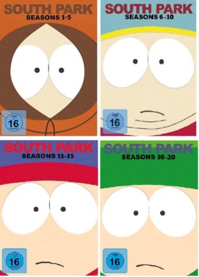 56 DVDs * SOUTH PARK  BOX 1 + 2 + 3 + 4 (STAFFEL/SEASON 1-20) IM SET # NEU OVP +