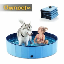 32" Baby Kids Swimming Pool PVC Foldable Pet Dog Foldable Bathing Shower Tub