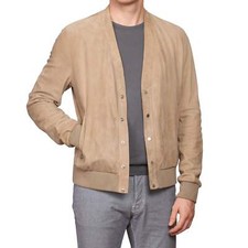 SERAPHIN Beige Goat Suede Leather Cardigan Ja...