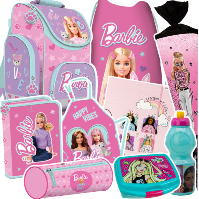 BARBIE Schulranzen 9 Teile Set Ranzen Federmappe Tornister Schultüte 8