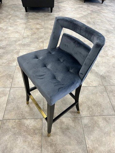 Abbyson Jemma Velvet Counter Stool with Gold Accents - Grey - New in Box - Picture 11 of 14
