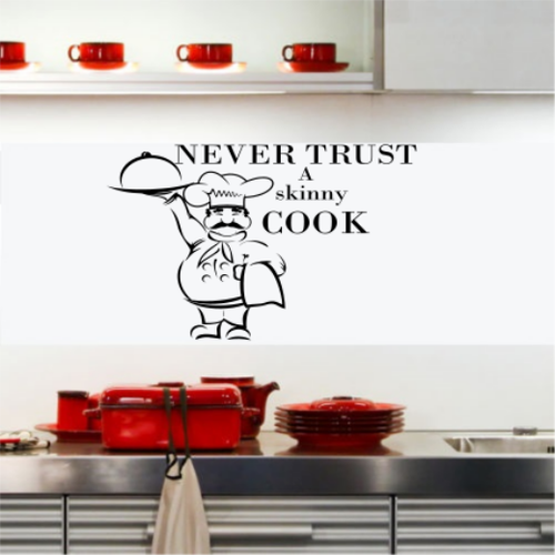 Wall Stickers Quotes Kitchen Skinny Cook Wall Art Decal Ar60 Ebay