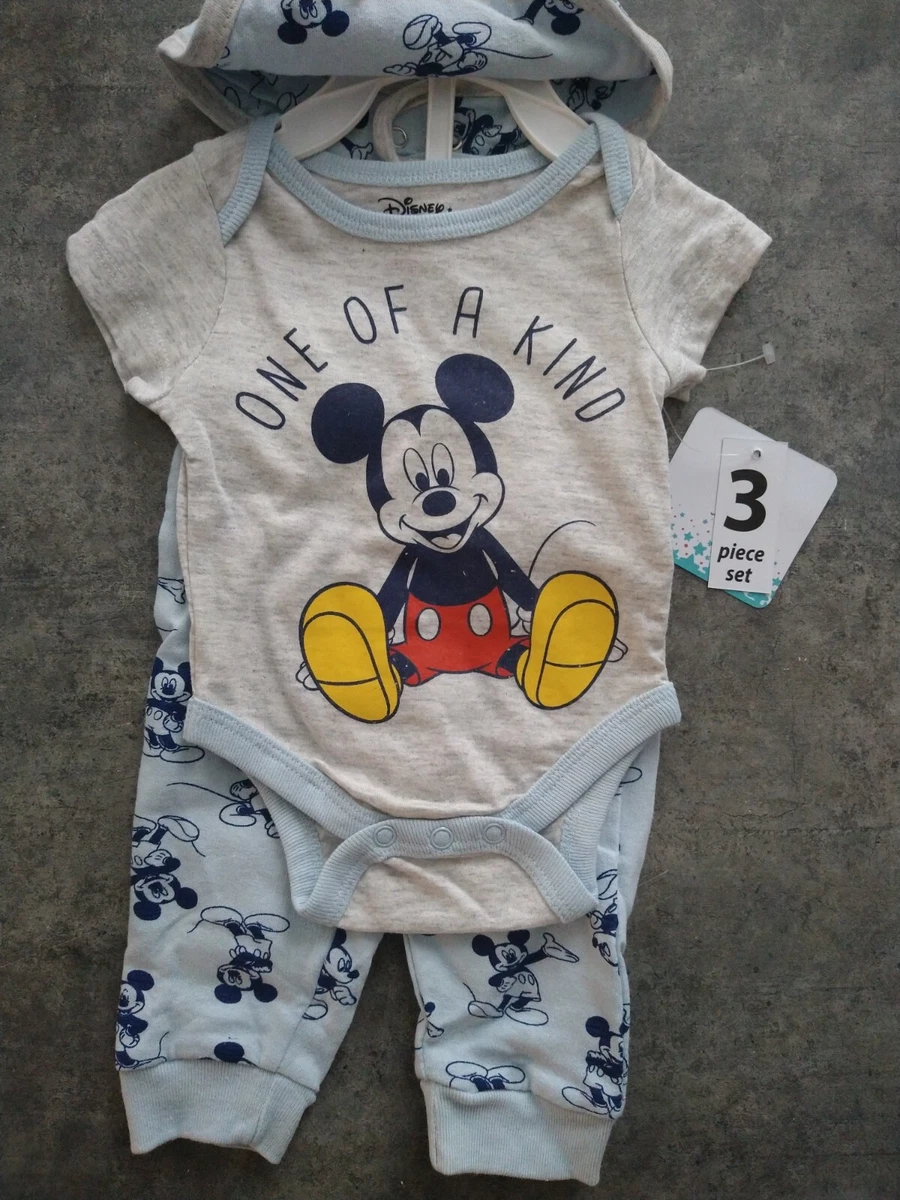 BRAND NEW DISNEY BABY MICKEY MOUSE 3 PIECE SET BODYSUIT PANTS BIB