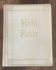 Vintage 1965 White Holy Bible King James Version Ferguson -Guiding Light Edition