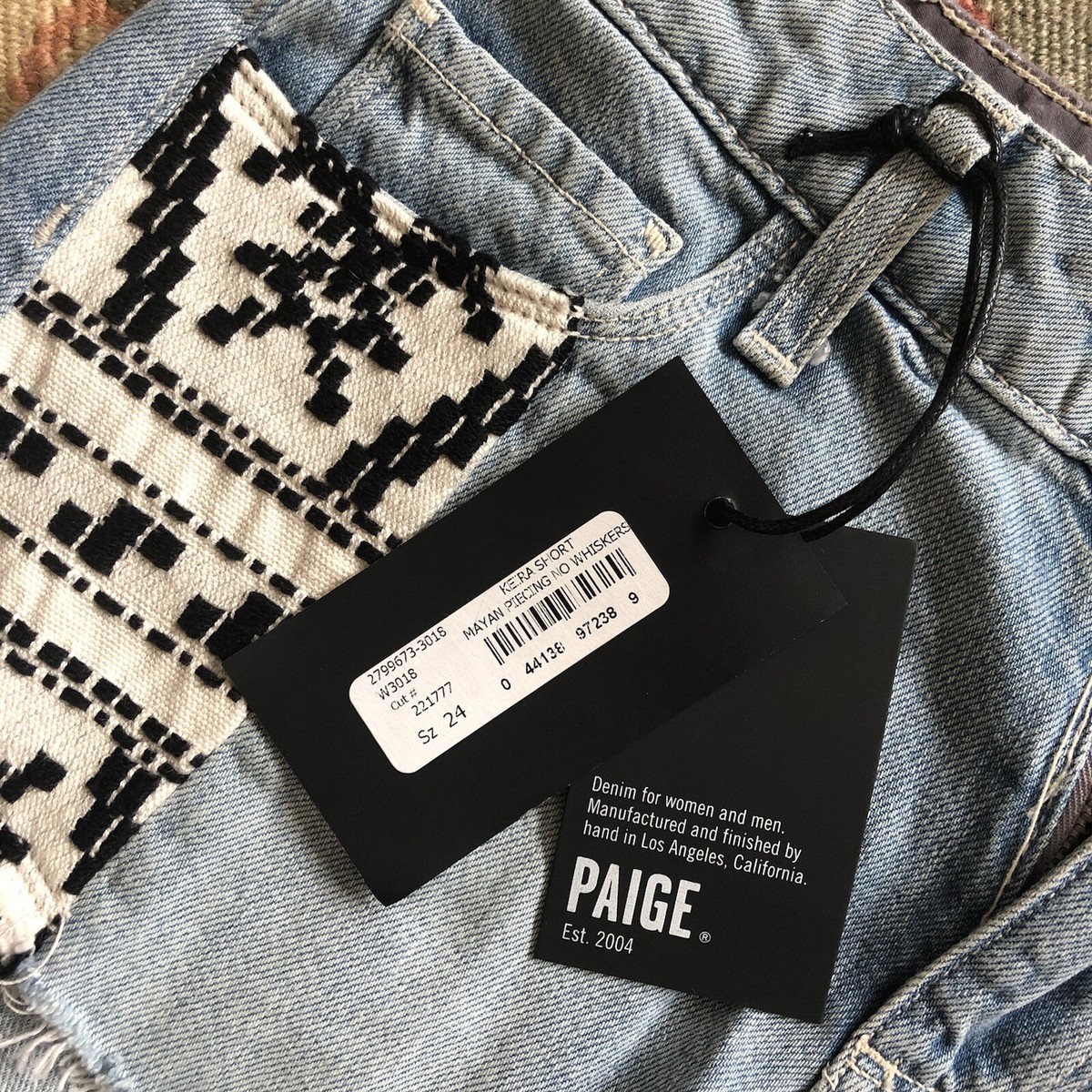 Paige Denim Keira Shorts Mayan Piecing Size 24 NWT Retail $169 | eBay
