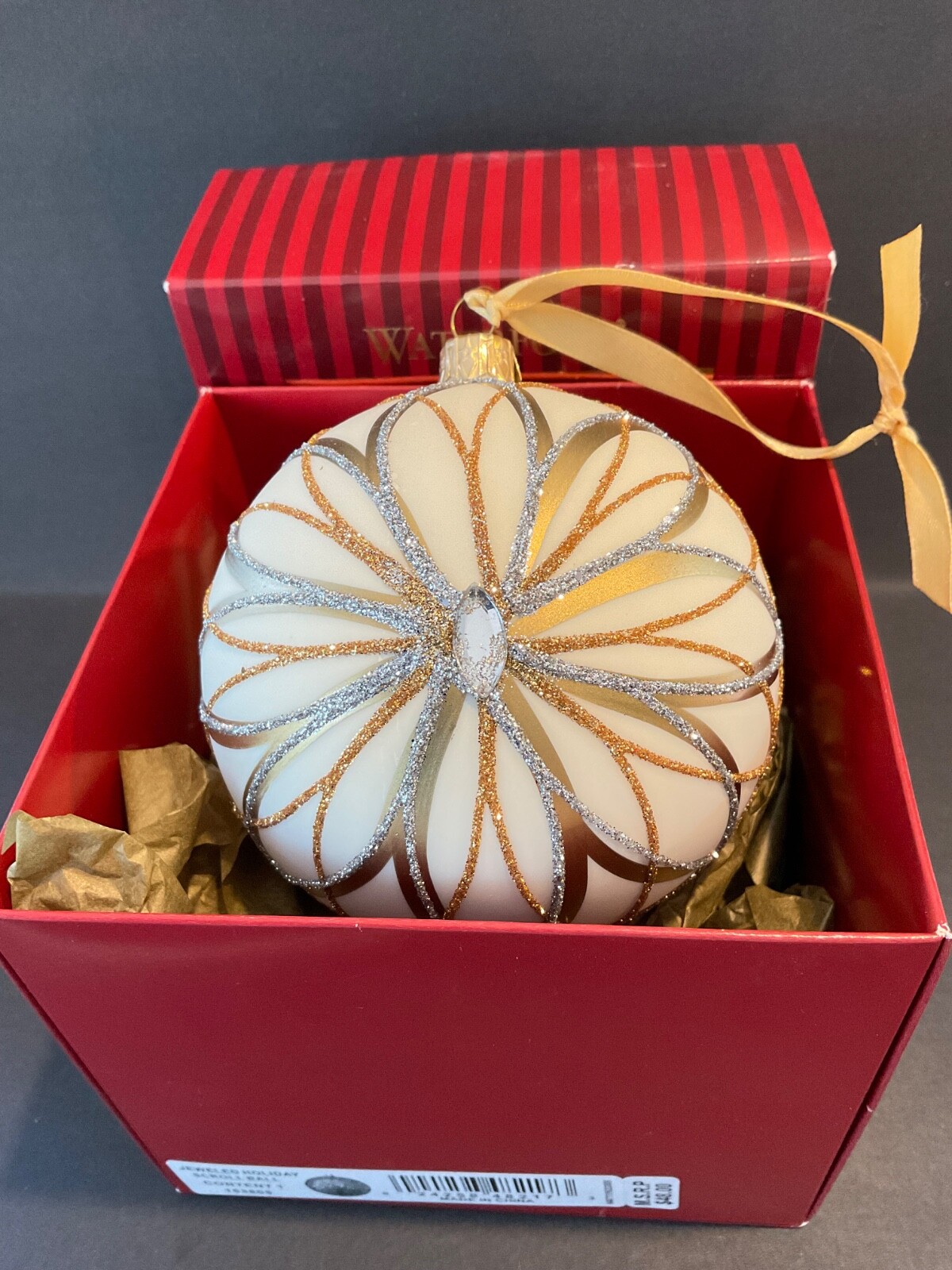 Waterford Holiday Heirloom Jeweled Gold Scroll Christmas Ornament