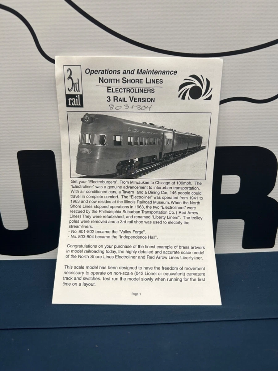 3rd Rail Sunset Models North Shore Electroliners Electric Engine Manual