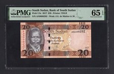 South Sudan 20 Pounds 2017 P13c Uncirculated Grade 65