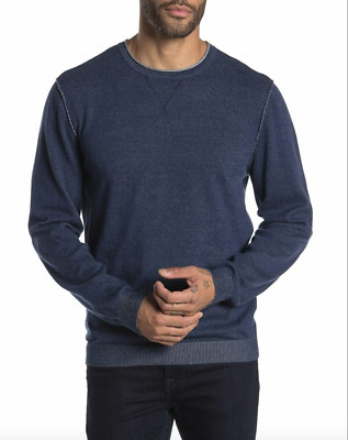 Report Collection Men Expose Seam Crew Neck Sweater ,Navy,L