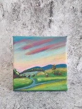 Oil Painting on Canvas Original Pastel Color Sunset Landscape Impressionist