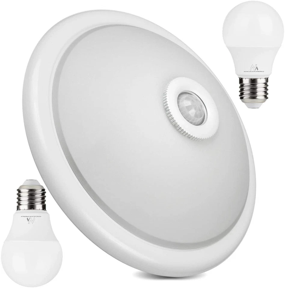MACLEAN Deckenleuchte Lampe Leuchte Einbaustrahler Dämmerungssensor Set + Birne
