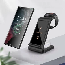 3in1 Wireless Charger Station Dock For Samsung S25+ S24 Galaxy Watch 8 7 6 Buds3