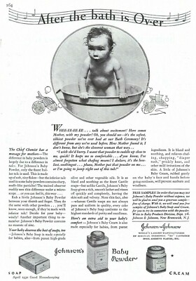 1930 JOHNSONS Vintage Print Ad  After the Bath is Over - Johnson's Baby Powder 
