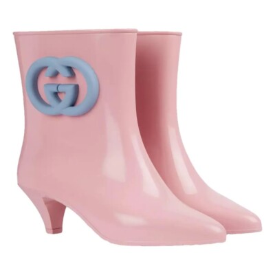 Gucci Damen Stiefeletten Gummi Rosa Ineinandergreifend GG Größe 6UK/EU39