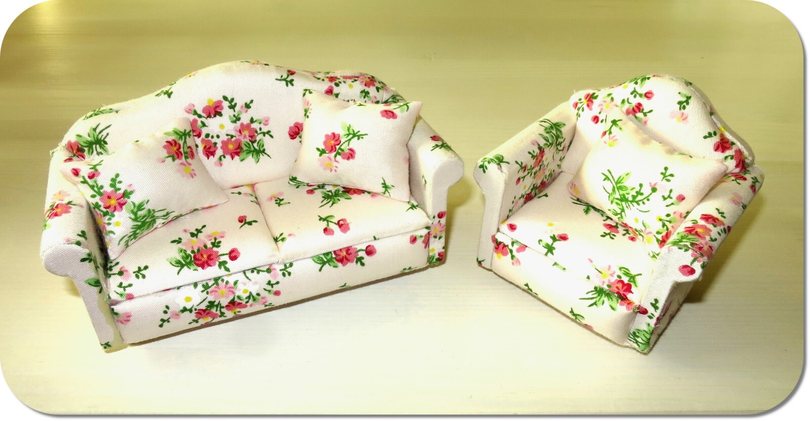 Miniatur, Puppenstube Couch, Sofa Sessel, Set, NEU