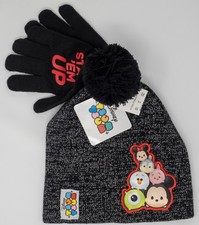 Disney Tsum Tsum Knit Beanie Hat  Gloves Set Toddler NWT Metallic Thread