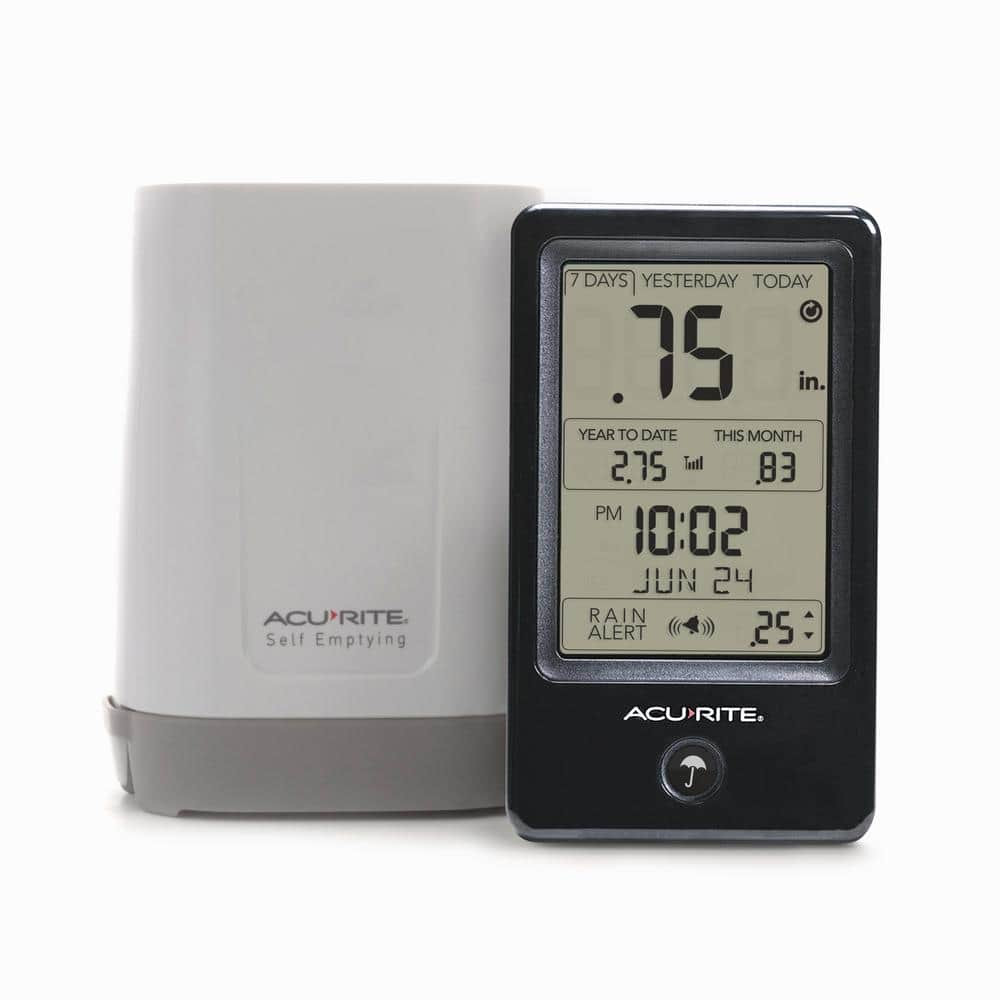 Acurite Rain Gauge Wireless Digital Display Outdoor Self-Emptying Rain Collector