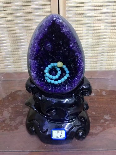 5 Pfund + Natürliche Amethyst Geode Dinosaurier Ei Quarz Kristall Probe Heilung + Ständer - Bild 2 von 7